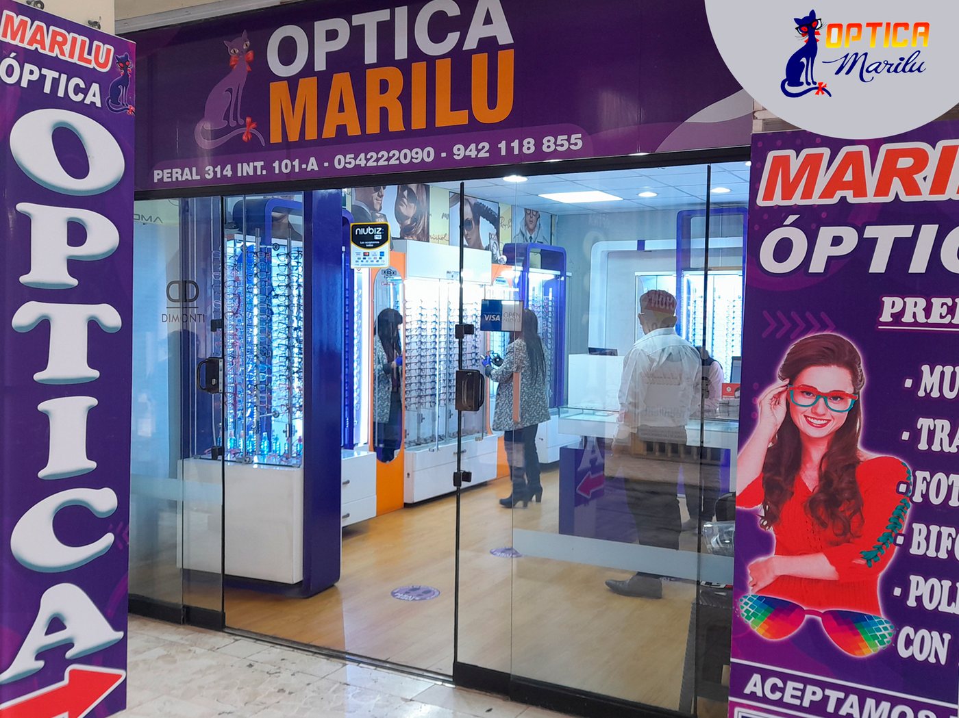 Fachada de Ópticas Marilu — Peral 314 Int. 101-A, Arequipa